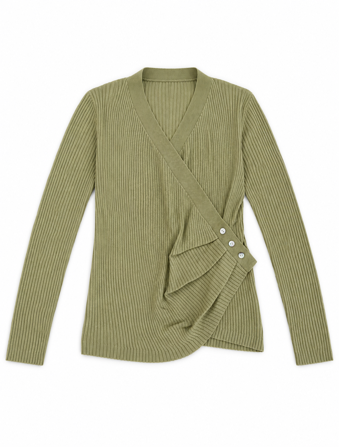 Ribbed Wrap Knit Top