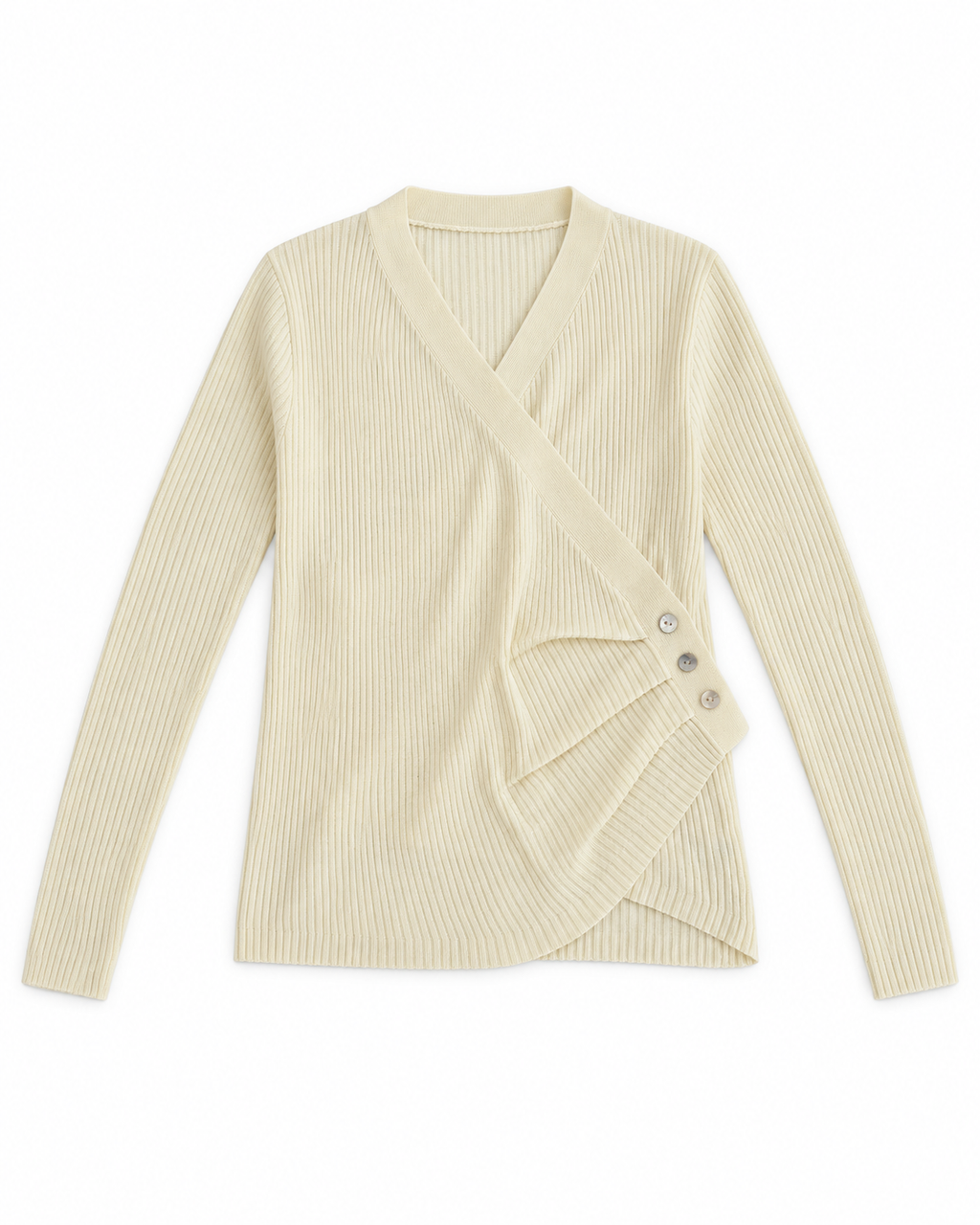 Ribbed Wrap Knit Top