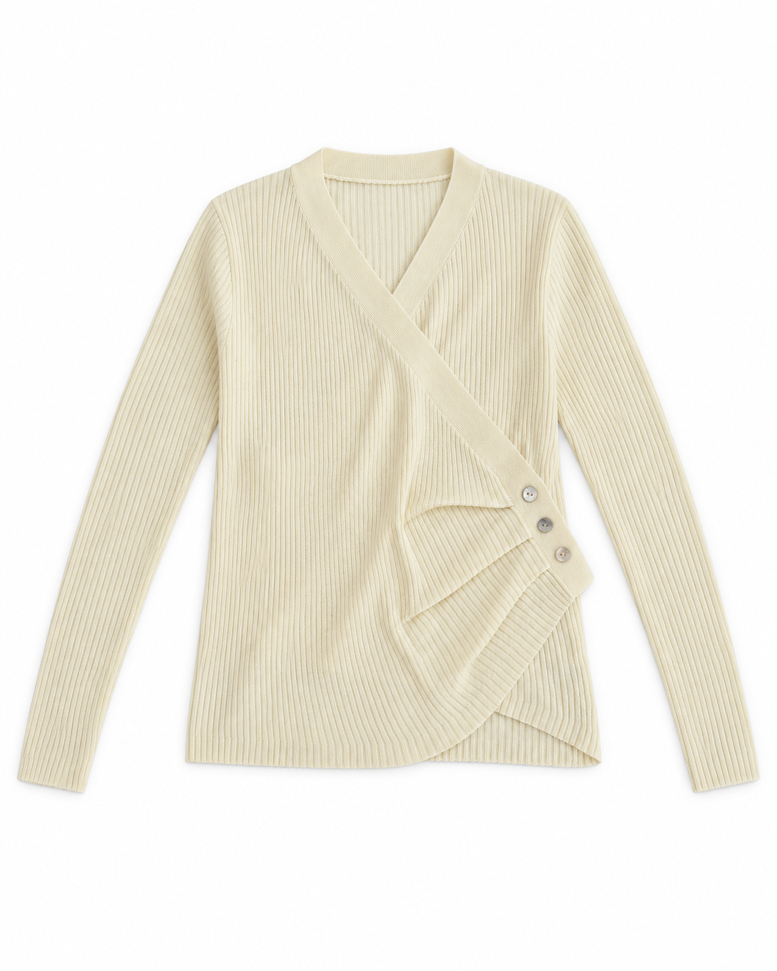 Ribbed Wrap Knit Top
