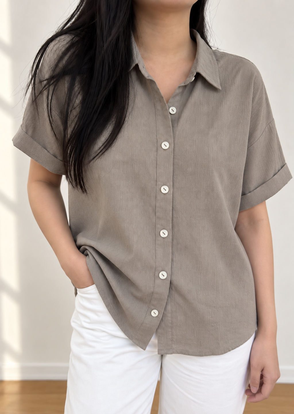 Camille Textured Button Shirt